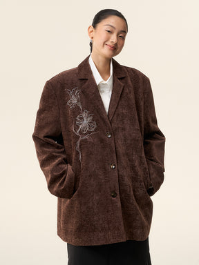 MUKTANK×LOUMUTAKU Embroidered Jacquard Velvet Blazer