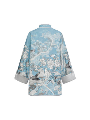 MUKZIN SpringPrelude Blue Cahe Loose Stand-up Collar Retro Chinese-style Cloak