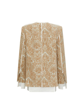 MUKZIN“Realm of Ethereal Mist”Women's Vintage Jacquard Baroque Contrast Blazer