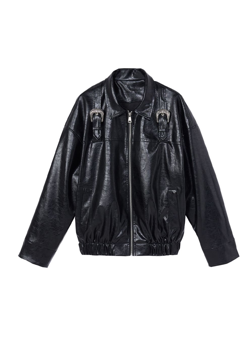 MUKTANK×LOUMUTAKU Peony Metal Buckle Leather Jacket