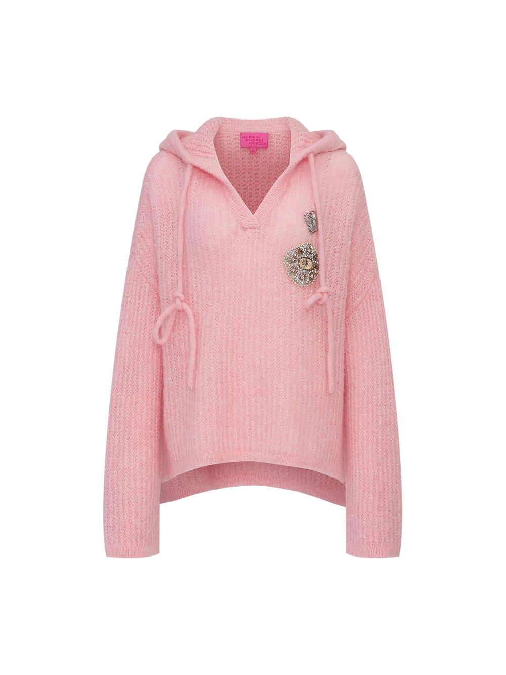 MUKZIN“Capsule Collection”Pink Mohair Loose V-Neck Sweater