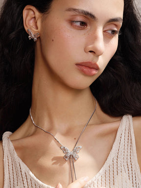 MUKTANK×SUN HUNTER “Emergence”Lace Butterfly Pull - Out Necklace