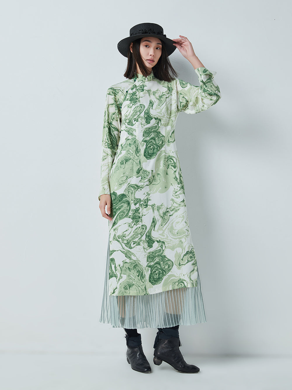 MUKTANK × CUUDICLAB Chinese Style Printed Holiday Maxi Dress