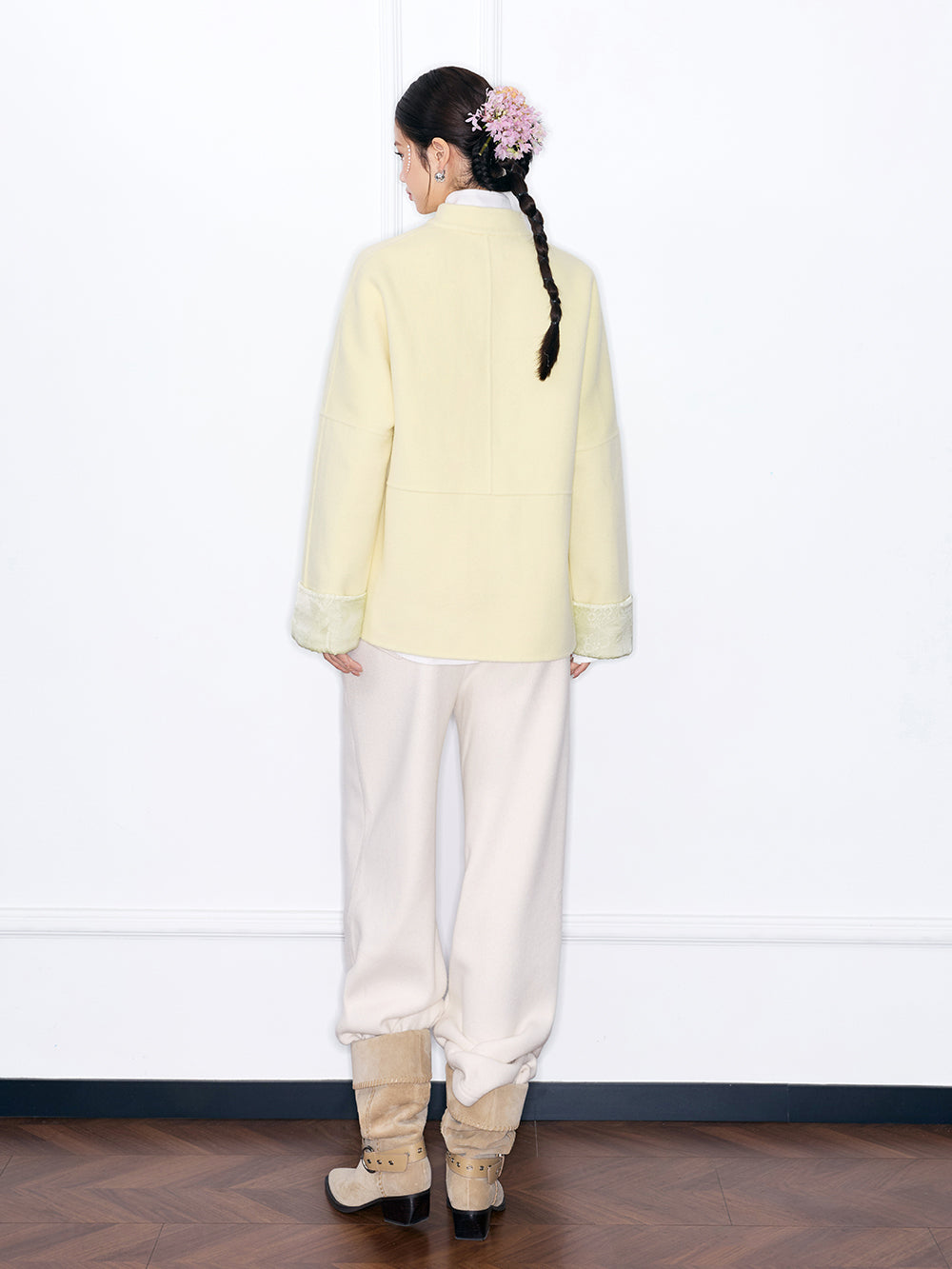 MUKZIN¡°Capsule Collection¡±Chinese Style Tang Suit Jacket, Embroidered Frog Button Wool Blend Coat for Women