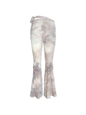 MUKTANK × COOLOTHES Tie-dyed Hollow Stretch-knit Flared Trousers.