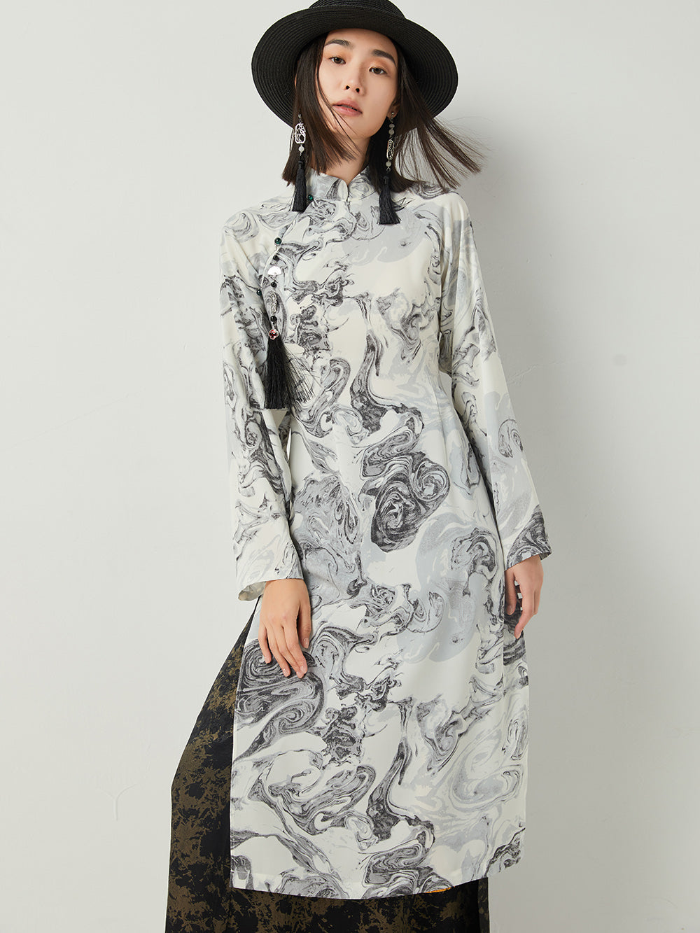 MUKTANK × CUUDICLAB Chinese Style Printed Holiday Maxi Dress