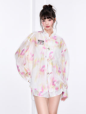 MUKZIN "Ode to the New Summer"Chinese-style national trend printed casual shirt