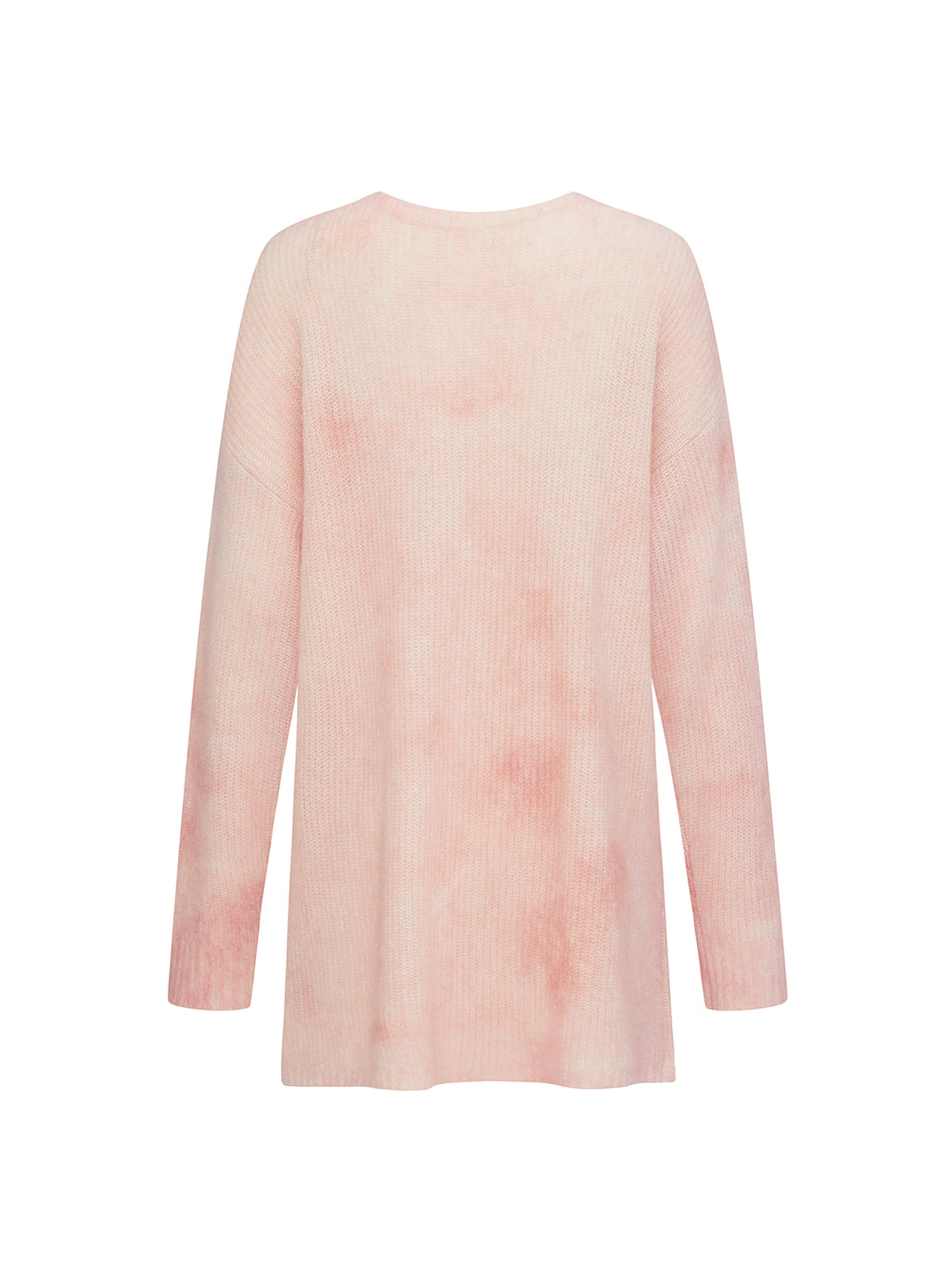 MUKZIN“The Sequence of Deer's Call”Pink/Green Halo Tie-Dye Distressed Decor Oversized Fuzzy Knit Sweater