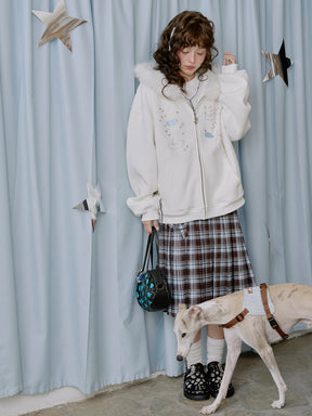 MUKTANK×LOUMUTAKU Angel Rabbit Terry Cloth Cardigan Sweatshirt