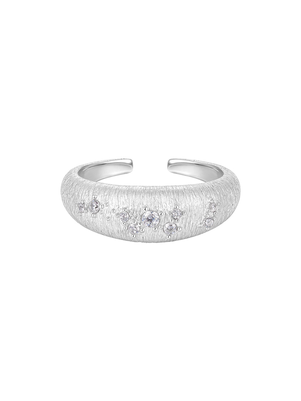 MUKTANK×SUN HUNTER Brushed Diamond-Studded Ring - S925 Silver