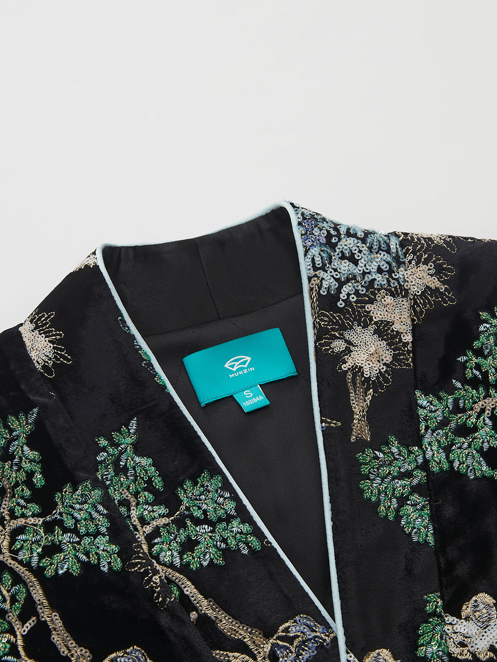 MUKZIN“Capsule Collection”"New Chinese Style Heavy Embroidery Velvet Padded Jacket with Feather Cuffs