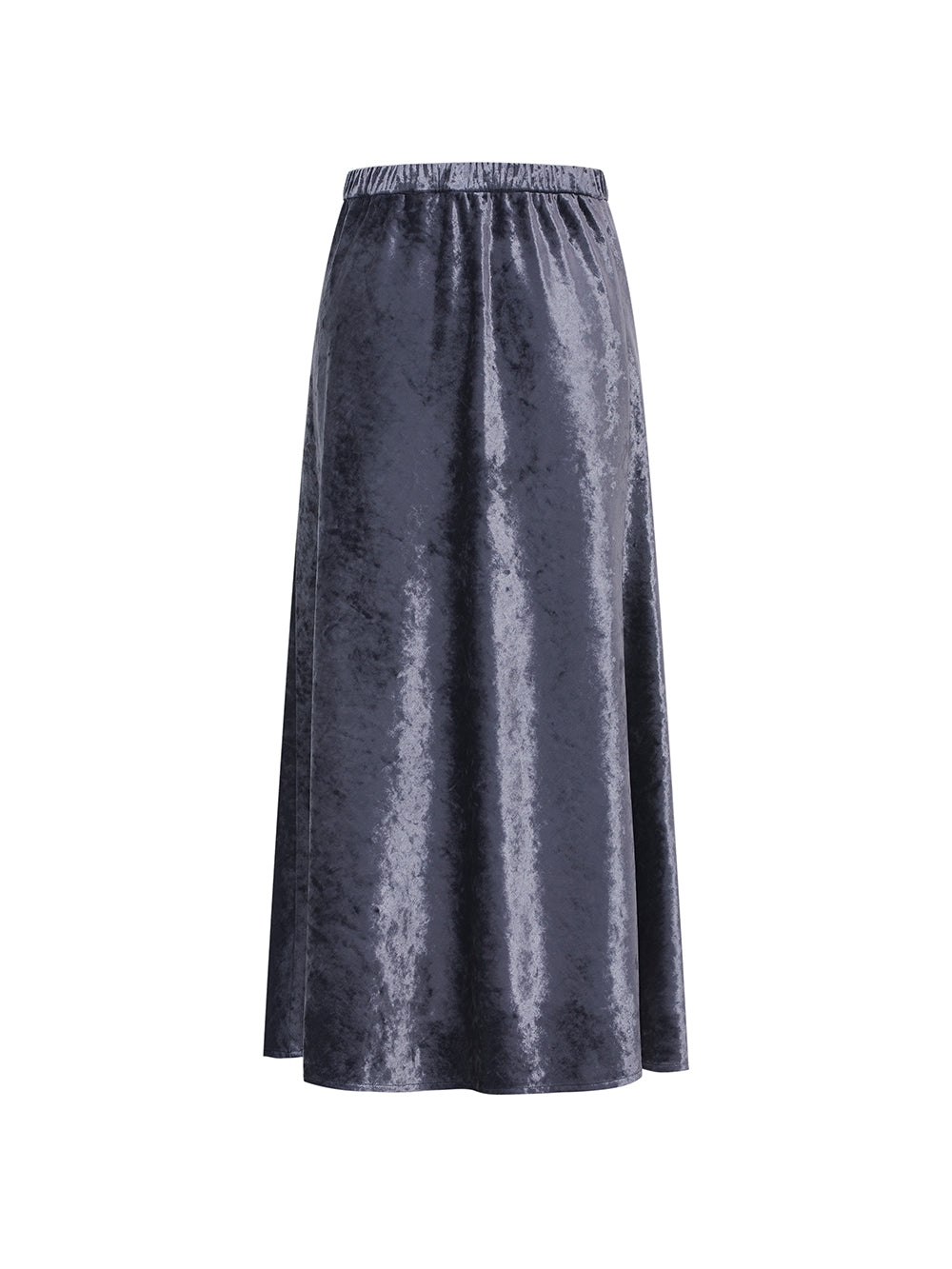 MUKZIN“Capsule Collection”Luxury Navy Velvet Side-Slit Midi Skirt