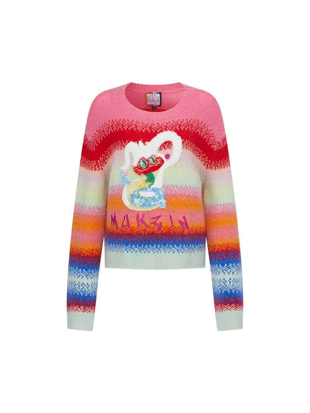 MUKZIN Spring Prelude"Flower Snake Brings Blessings" Short Rainbow Color-blocking Sweater