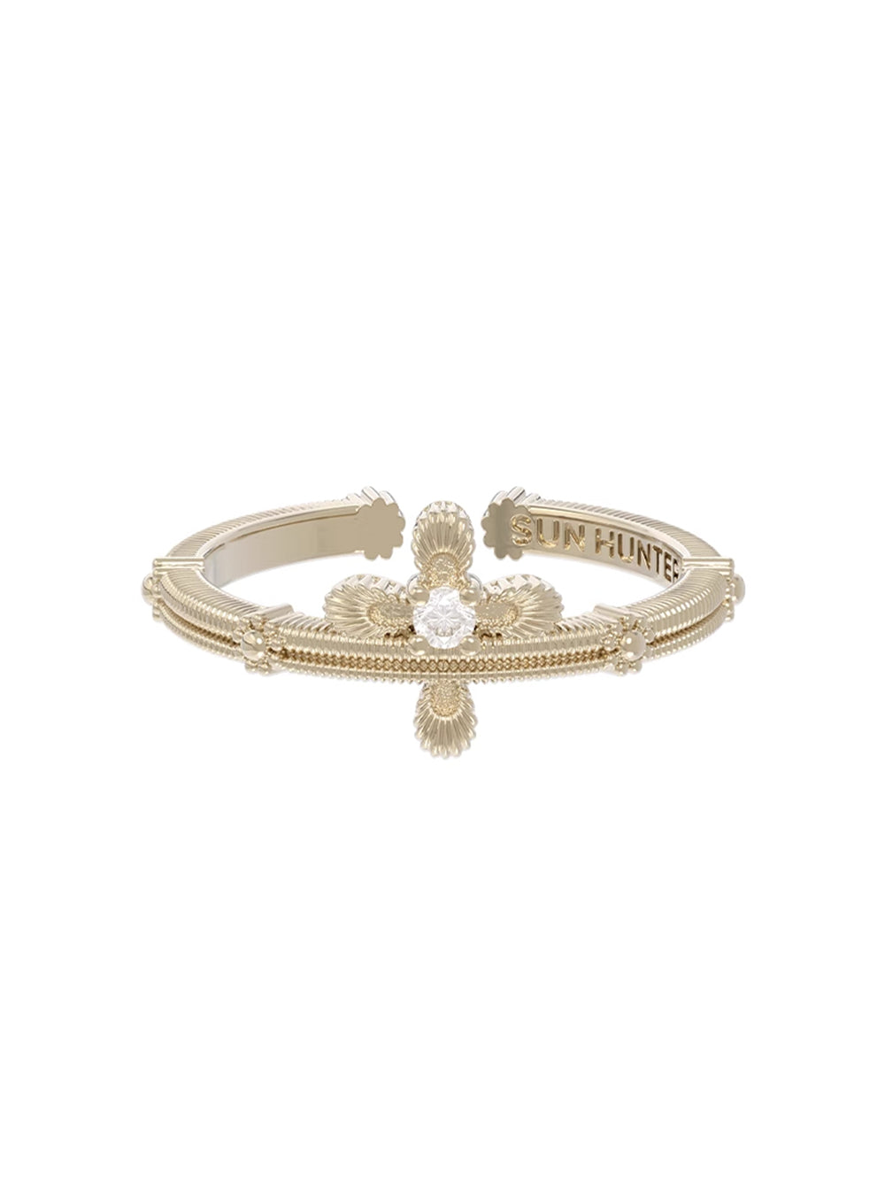 MUKTANK×SUN HUNTER Simple lace cross ring