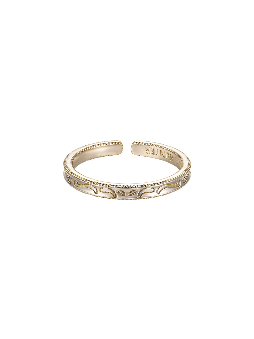 MUKTANK×SUN HUNTER Embossed Iris Flower Narrow Band Ring