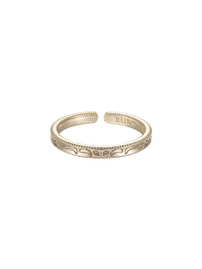 MUKTANK×SUN HUNTER Embossed Iris Flower Narrow Band Ring