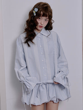 MUKTANK×LOUMUTAKU Shirt with Drawstrings at Hem and Cuffs