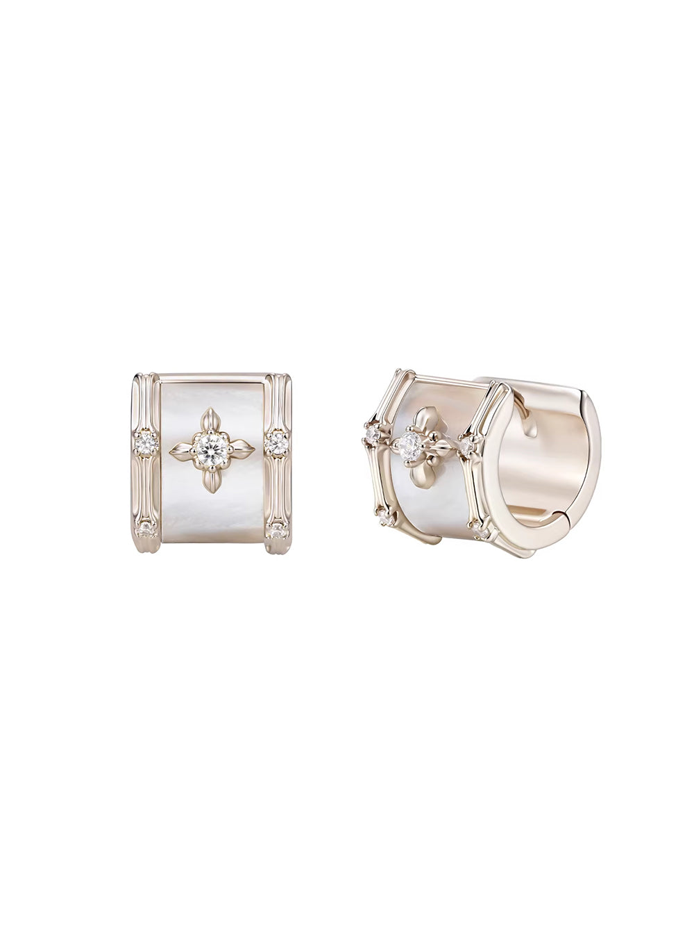 MUKTANK×SUN HUNTER Mother-of-Pearl Iris Half Hoop Earrings