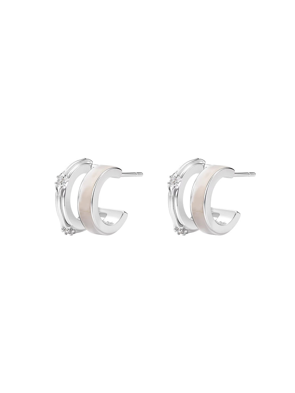 MUKTANK×SUN HUNTER Mother-of-Pearl Iris Double Hoop Earrings