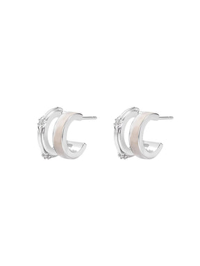 MUKTANK×SUN HUNTER Mother-of-Pearl Iris Double Hoop Earrings