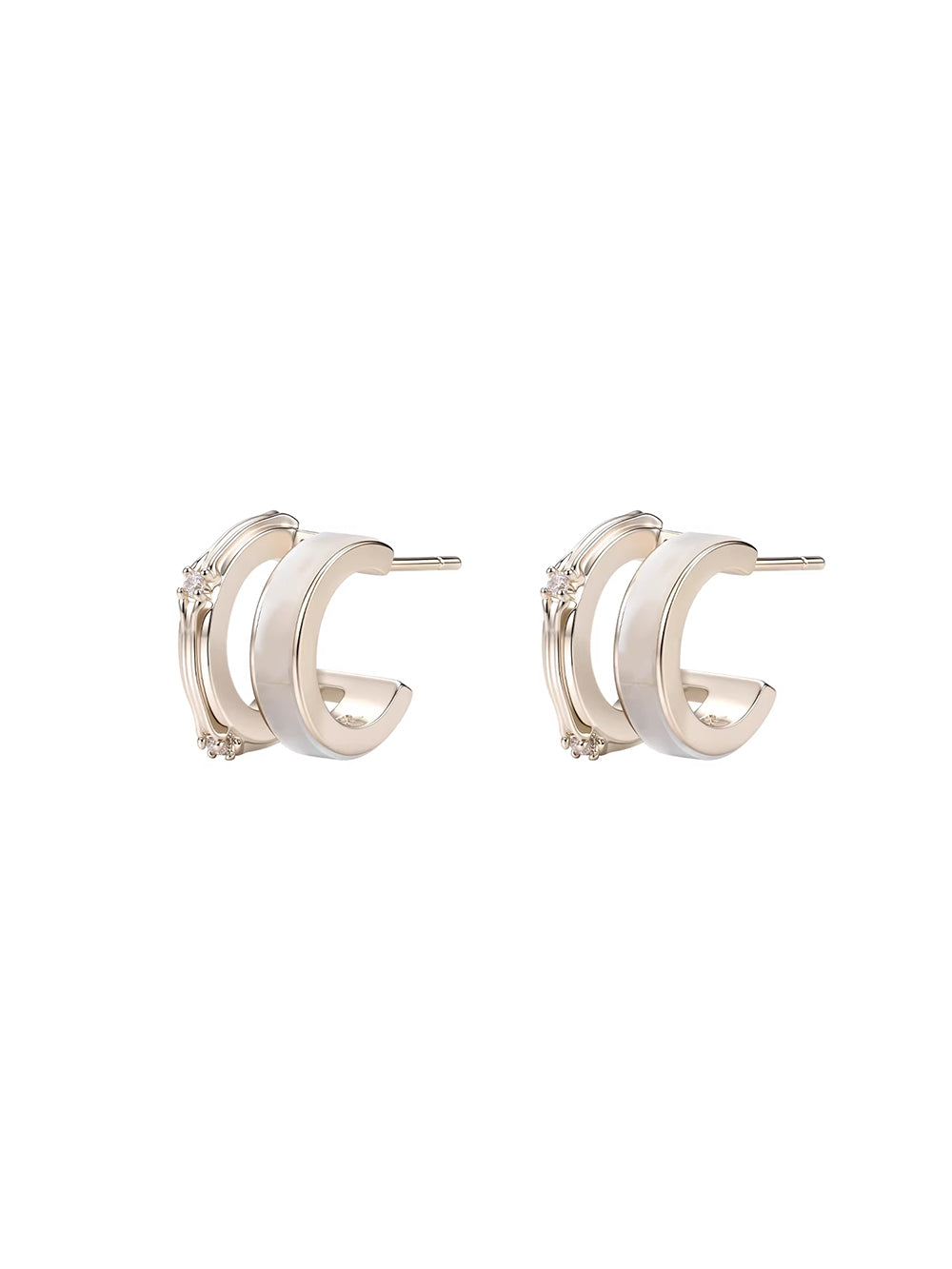 MUKTANK×SUN HUNTER Mother-of-Pearl Iris Double Hoop Earrings
