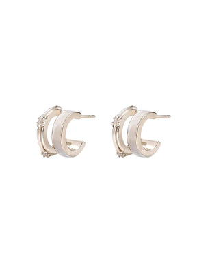MUKTANK×SUN HUNTER Mother-of-Pearl Iris Double Hoop Earrings