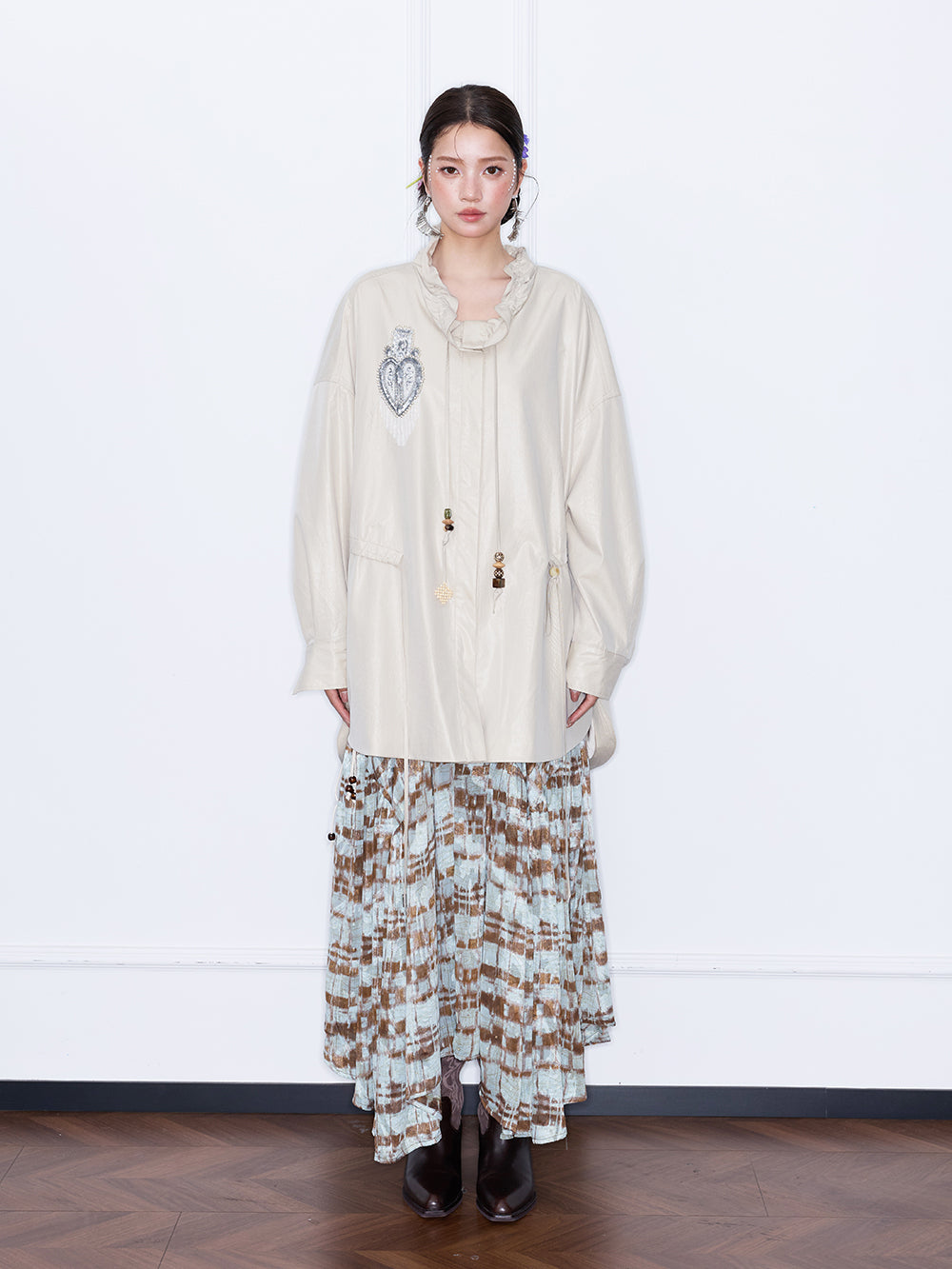MUKZIN“Night Ballad of Chang'an”Boho Tie Dye Maxi Skirt with Beaded Belt