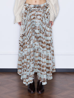 MUKZIN“Night Ballad of Chang'an”Boho Tie Dye Maxi Skirt with Beaded Belt