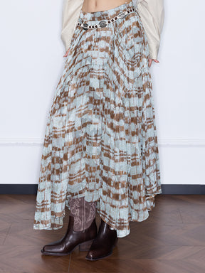MUKZIN“Night Ballad of Chang'an”Boho Tie Dye Maxi Skirt with Beaded Belt