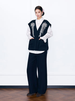 MUKZIN“Capsule Collection”Black High Waist Wide Leg Trousers