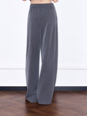 MUKZIN“Capsule Collection”Grey Corduroy Floral Embroidered Wide Leg Trousers