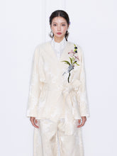 MUKZIN“Capsule Collection”Kimono Style Embroidered Jacquard Wrap Jacket with Belt