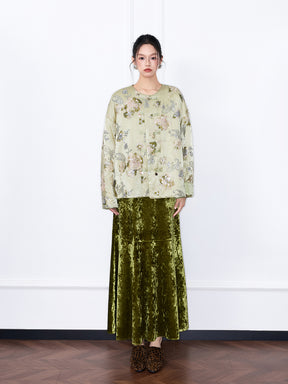 MUKZIN“Capsule Collection”Light Green Jacquard Embroidery New Chinese Style Loose Jacket