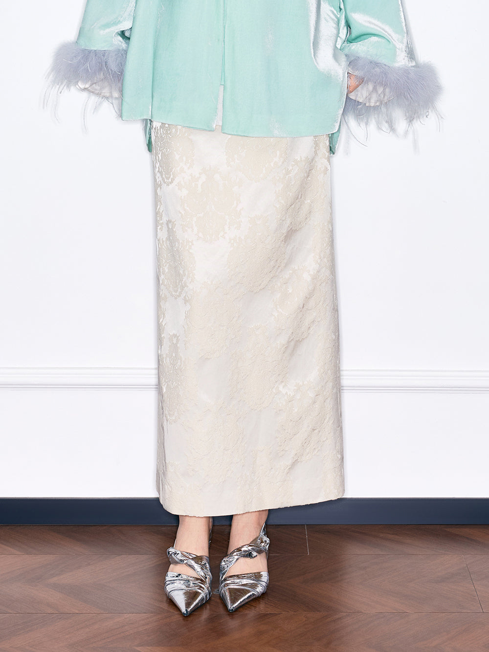 MUKZIN "Serene Moon & Gentle Breeze" Embroidered New Chinese Style Set Midi Skirt