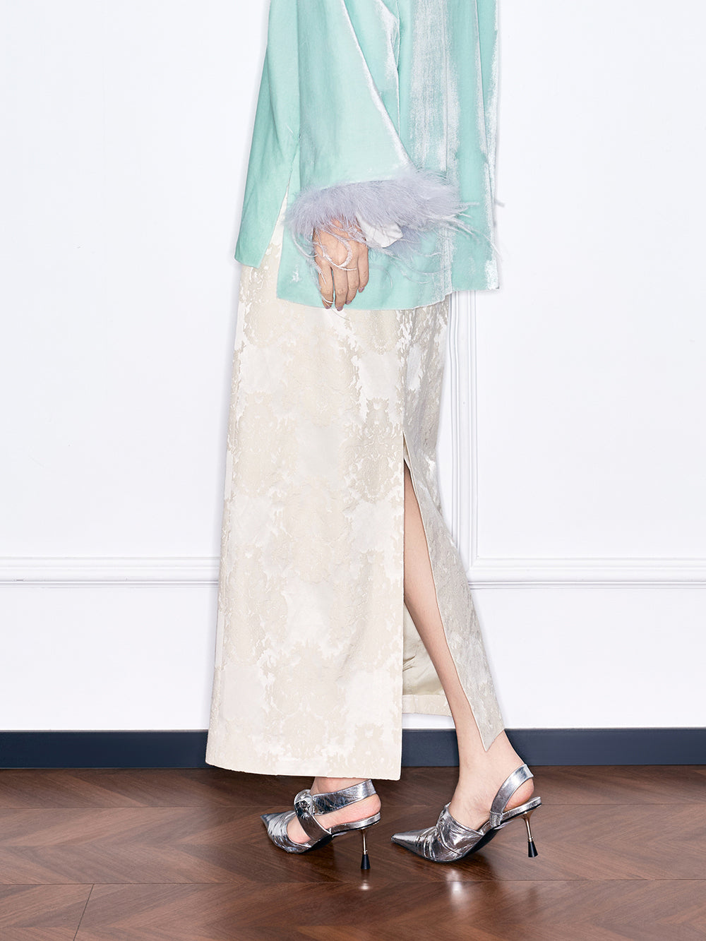 MUKZIN "Serene Moon & Gentle Breeze" Embroidered New Chinese Style Set Midi Skirt