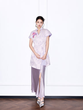 MUKZIN “Chang’an Summer Feast” New Chinese Style Pink Striped Printed T-Shirt