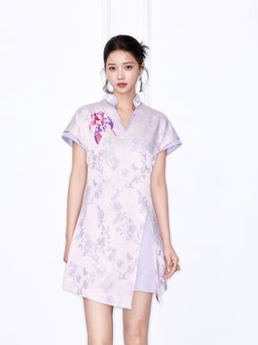 MUKZIN “Chang’an Summer Feast” New Chinese Style Pink Striped Printed T-Shirt