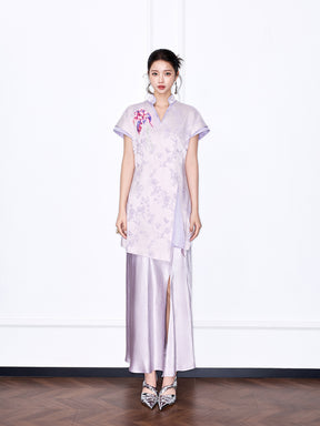 MUKZIN “Chang’an Summer Feast” New Chinese Style Pink Striped Printed T-Shirt