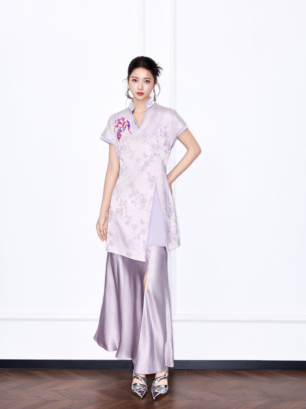 MUKZIN “Chang’an Summer Feast” New Chinese Style Pink Striped Printed T-Shirt