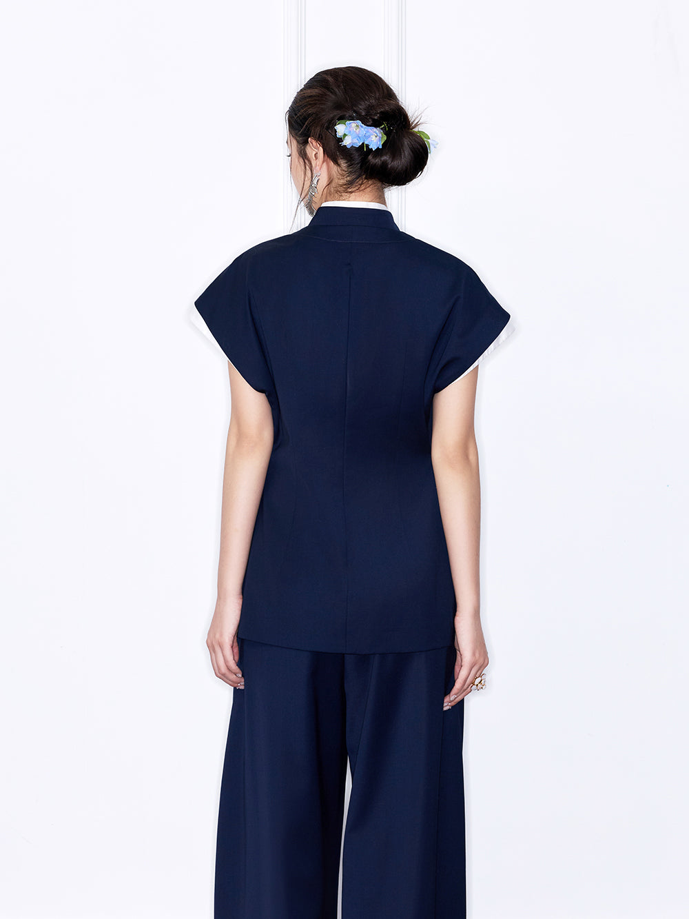 MUKZIN“Night Ballad of Chang'an” Collection New Chinese Style V-Neck Short-Sleeve Top