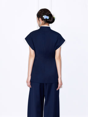 MUKZIN“Night Ballad of Chang'an” Collection New Chinese Style V-Neck Short-Sleeve Top
