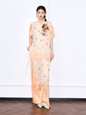 MUKZIN “Chang’an Summer Feast” Collection New Chinese Style Oriental-Inspired Asymmetric Placket Sheer Vest