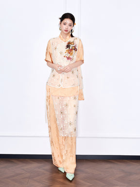 MUKZIN “Chang’an Summer Feast” Collection New Chinese Style Oriental-Inspired Asymmetric Placket Sheer Vest