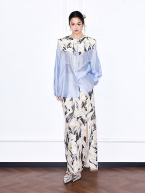 Capsule Collection “Fangfei” Oriental-Inspired New Chinese Style Light Blue Shirt