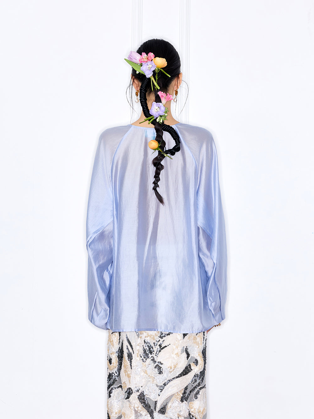 Capsule Collection “Fangfei” Oriental-Inspired New Chinese Style Light Blue Shirt