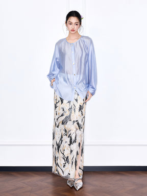 Capsule Collection “Fangfei” Oriental-Inspired New Chinese Style Light Blue Shirt