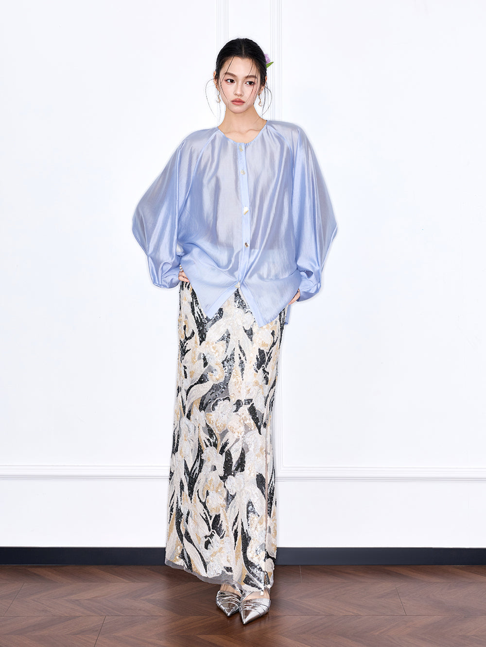 Capsule Collection “Fangfei” Oriental-Inspired New Chinese Style Light Blue Shirt
