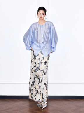 Capsule Collection “Fangfei” Oriental-Inspired New Chinese Style Light Blue Shirt