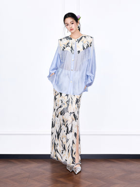 Capsule Collection “Fangfei” Oriental-Inspired New Chinese Style Light Blue Shirt