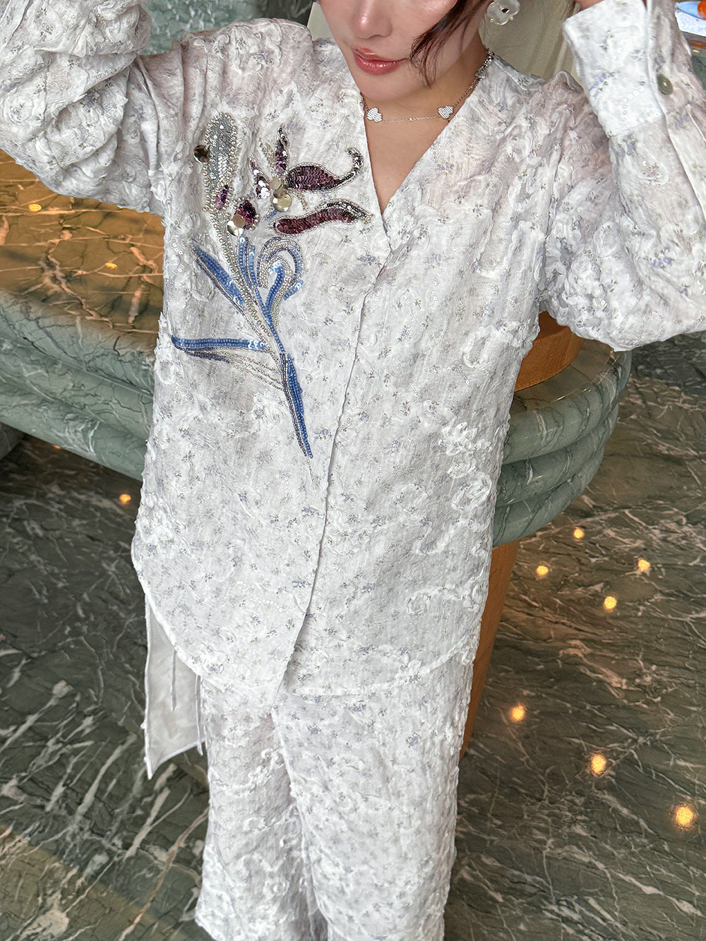 MUKZIN "Capsule Collection" Designer New Chinese Style Embroidered Matching Set Trousers